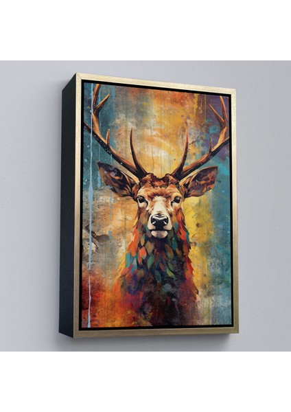 Çerçeveli Dekoratif Kanvas Tablo, Suluboya Geyik TABLOSU-7506