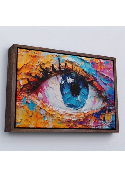 Çerçeveli Dekoratif Kanvas Tablo, Gözün Renkli Soyut TABLOSU-7240