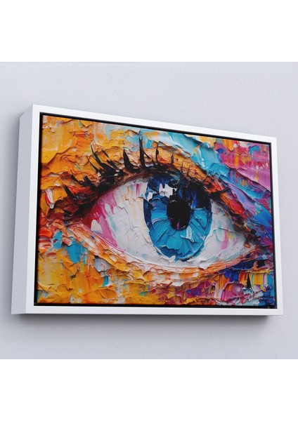 Çerçeveli Dekoratif Kanvas Tablo, Gözün Renkli Soyut TABLOSU-7240 fırsatları