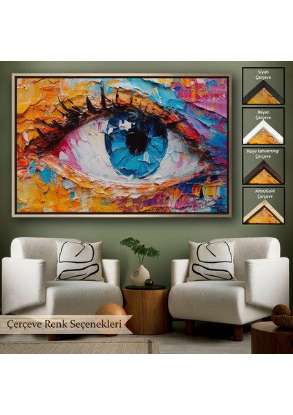 Çerçeveli Dekoratif Kanvas Tablo, Gözün Renkli Soyut TABLOSU-7240