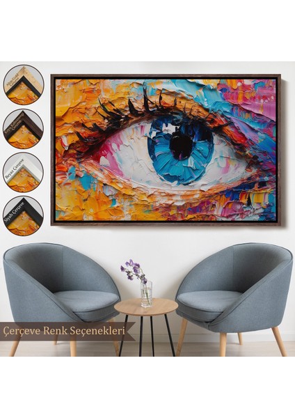 Çerçeveli Dekoratif Kanvas Tablo, Gözün Renkli Soyut TABLOSU-7240