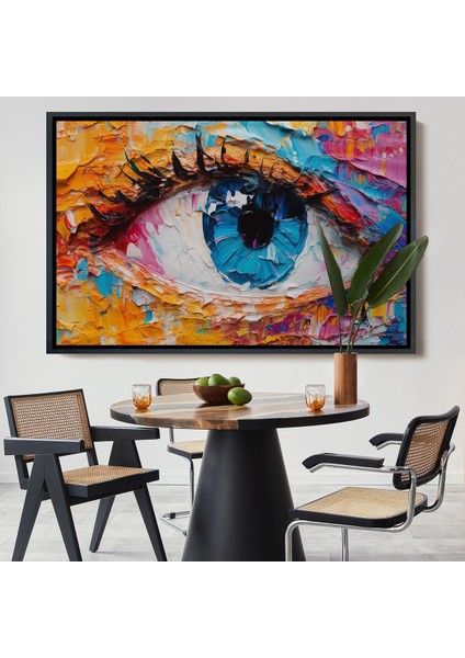 Çerçeveli Dekoratif Kanvas Tablo, Gözün Renkli Soyut TABLOSU-7240
