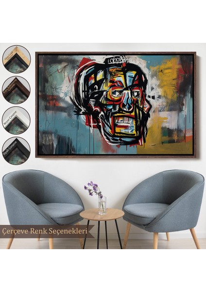 Çerçeveli Dekoratif Kanvas Tablo, Jean Michel Basquiat'in Untitled Kafatası TABLOSU-7266