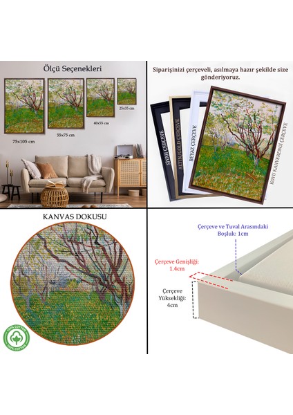 Çerçeveli Dekoratif Kanvas Tablo, Vincent Van Gogh - Meyve Çiçekleri TABLOSU-7450 indirimleri