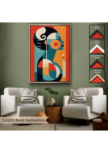 Çerçeveli Dekoratif Kanvas Tablo, Vintage Güzel Kadın TABLOSU-7529