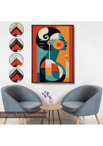Çerçeveli Dekoratif Kanvas Tablo, Vintage Güzel Kadın TABLOSU-7529
