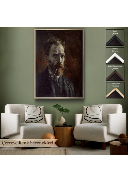 Çerçeveli Dekoratif Kanvas Tablo, Vincent Van Gogh - Pipolu Portre TABLO-7461