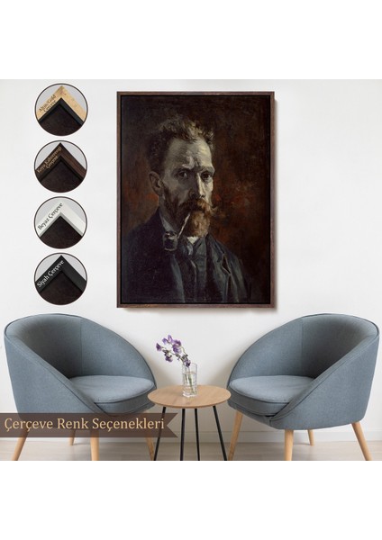 Çerçeveli Dekoratif Kanvas Tablo, Vincent Van Gogh - Pipolu Portre TABLO-7461
