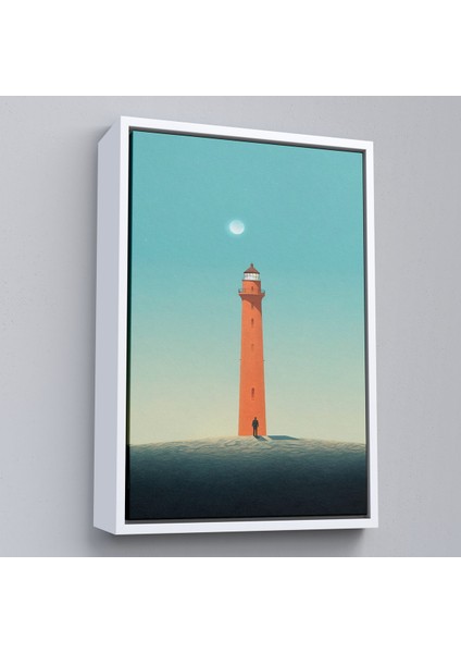 Çerçeveli Dekoratif Kanvas Tablo, Deniz Fenerini Izleyen Yalnız Adam TABLO-7537