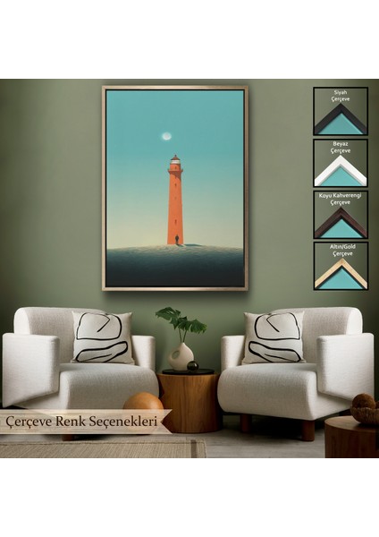 Çerçeveli Dekoratif Kanvas Tablo, Deniz Fenerini Izleyen Yalnız Adam TABLO-7537