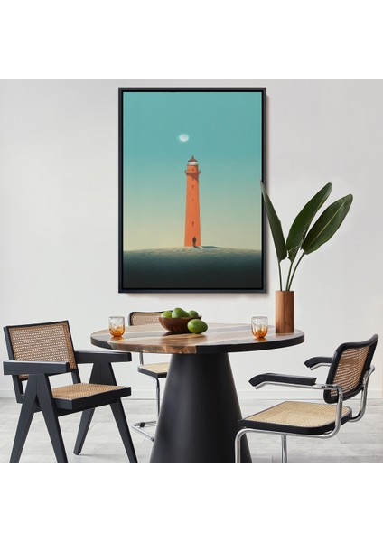 Çerçeveli Dekoratif Kanvas Tablo, Deniz Fenerini Izleyen Yalnız Adam TABLO-7537