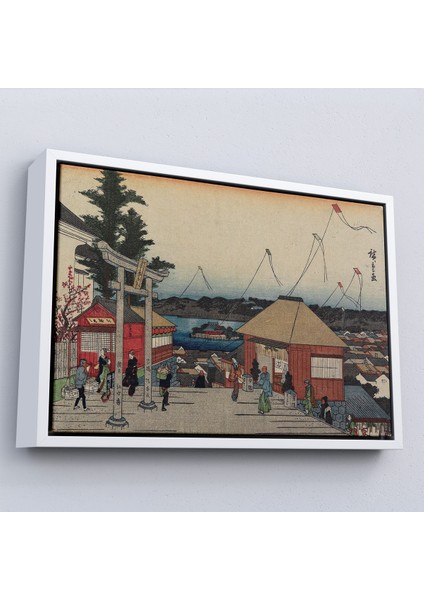 Çerçeveli Dekoratif Kanvas Tablo, Hiroşige, Yushimadaki Tenjin Tapınağı TABLOSU-7028