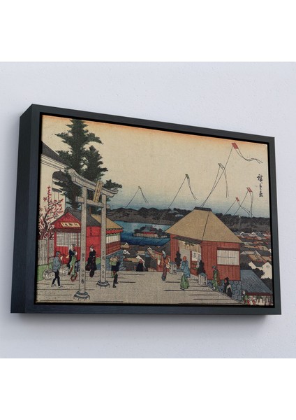Çerçeveli Dekoratif Kanvas Tablo, Hiroşige, Yushimadaki Tenjin Tapınağı TABLOSU-7028 fırsatları
