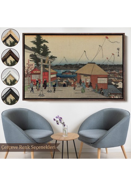 Çerçeveli Dekoratif Kanvas Tablo, Hiroşige, Yushimadaki Tenjin Tapınağı TABLOSU-7028