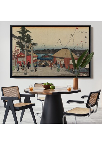 Çerçeveli Dekoratif Kanvas Tablo, Hiroşige, Yushimadaki Tenjin Tapınağı TABLOSU-7028
