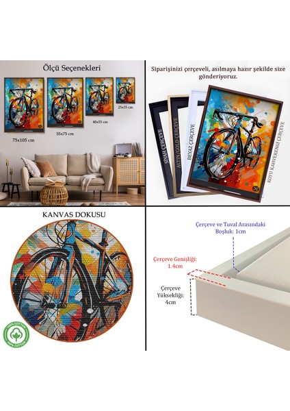 Çerçeveli Dekoratif Kanvas Tablo, Yarış Bisikleti TABLO-7703 indirimleri