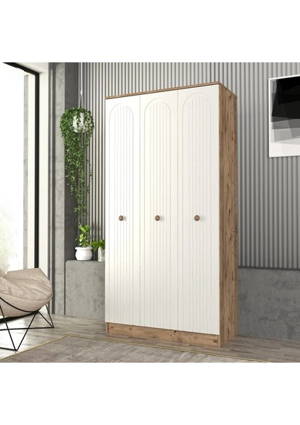 Mila 3 Kapaklı Bazalı Gardırop Tamamı Mdf