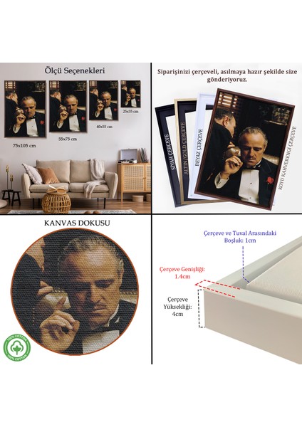 Çerçeveli Dekoratif Kanvas Tablo, Godfather Film TABLO-7704 indirimleri