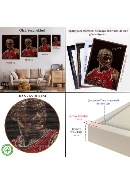 Çerçeveli Dekoratif Kanvas Tablo, Michael Jordan TABLO-7739 indirimleri