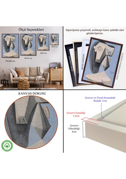 Çerçeveli Dekoratif Kanvas Tablo, Pablo Picasso - Gerçeküstü Kadın TABLO-7418 indirimleri