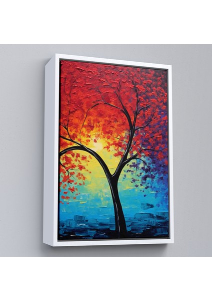 Çerçeveli Dekoratif Kanvas Tablo, Yağlıboya Görünümlü Soyut Ağaç TABLOSU-7600 fırsatları