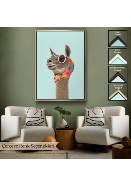 Çerçeveli Dekoratif Kanvas Tablo, Sosyetik Lama TABLOSU-7678