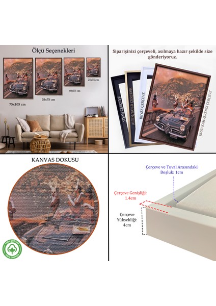 Çerçeveli Dekoratif Kanvas Tablo, Italya Posıtano Manzarası Çıplak Tavşan Kadınlar TABLOSU-7742 indirimleri