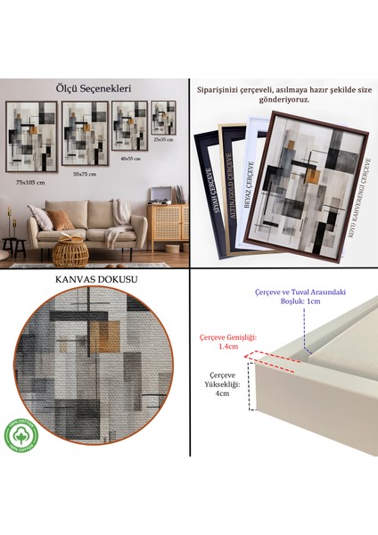 Çerçeveli Dekoratif Kanvas Tablo, Dikey Hatlar TABLOSU-7601 indirimleri