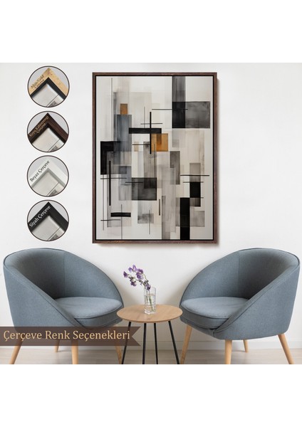 Çerçeveli Dekoratif Kanvas Tablo, Dikey Hatlar TABLOSU-7601