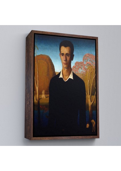 Çerçeveli Kanvas Tablo, Grant Wood - Arnold Pyle Iki Zayıf Adamla Nehrin Önünde TABLOSU-8065