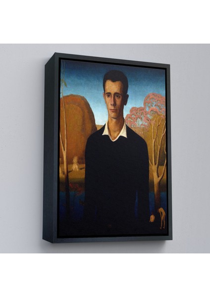 Çerçeveli Kanvas Tablo, Grant Wood - Arnold Pyle Iki Zayıf Adamla Nehrin Önünde TABLOSU-8065 modelleri