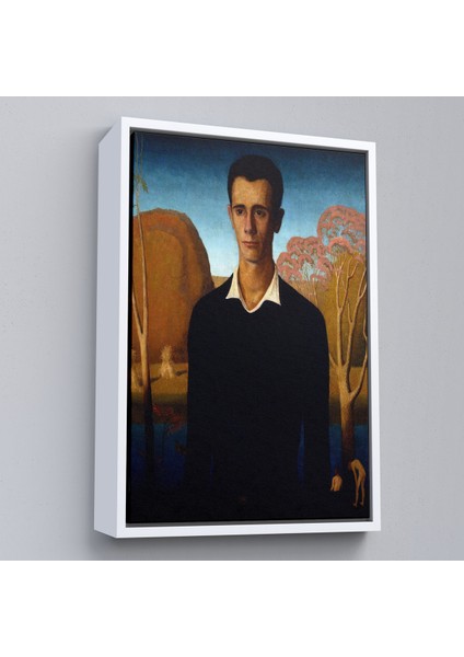 Çerçeveli Kanvas Tablo, Grant Wood - Arnold Pyle Iki Zayıf Adamla Nehrin Önünde TABLOSU-8065 fırsatları