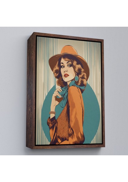 Çerçeveli Dekoratif Kanvas Tablo, Güzel Retro Kadın TABLOSU-8069 fiyatları