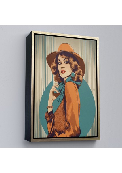 Çerçeveli Dekoratif Kanvas Tablo, Güzel Retro Kadın TABLOSU-8069 modelleri
