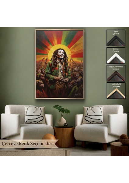 Çerçeveli Dekoratif Kanvas Tablo, Bob Marley TABLOSU-7744