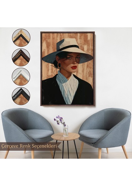 Çerçeveli Dekoratif Kanvas Tablo, Keskin Bakışlı Güzel Kadın TABLO-7593