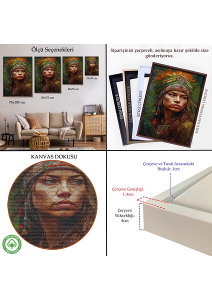 Çerçeveli Dekoratif Kanvas Tablo, Kızıldereli Güzel Kız TABLOSU-7774 indirimleri