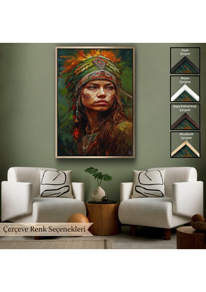 Çerçeveli Dekoratif Kanvas Tablo, Kızıldereli Güzel Kız TABLOSU-7774