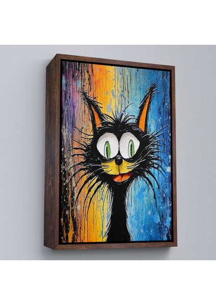 Çerçeveli Dekoratif Kanvas Tablo, Yaplıboya Görünümlü Sevimli Kedi TABLOSU-7778 fiyatları