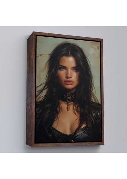 Çerçeveli Dekoratif Kanvas Tablo, Esmer Latin Güzeli Kadın TABLOSU-7779