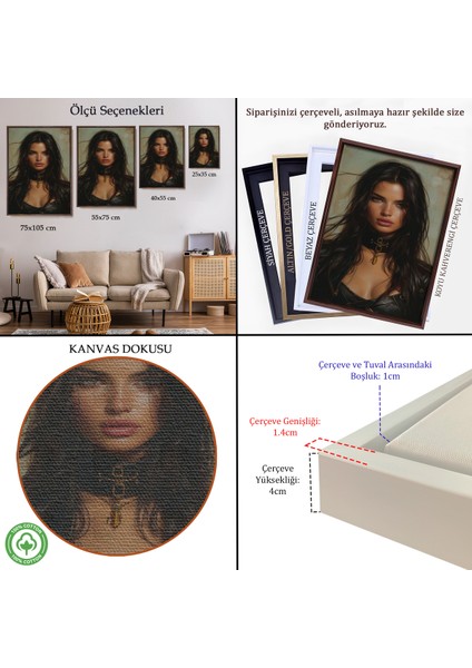 Çerçeveli Dekoratif Kanvas Tablo, Esmer Latin Güzeli Kadın TABLOSU-7779 indirimleri