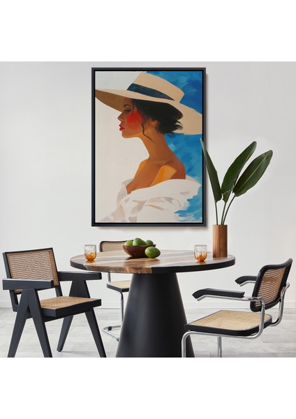 Çerçeveli Dekoratif Kanvas Tablo, Güzel Retro Kadın TABLOSU-7557