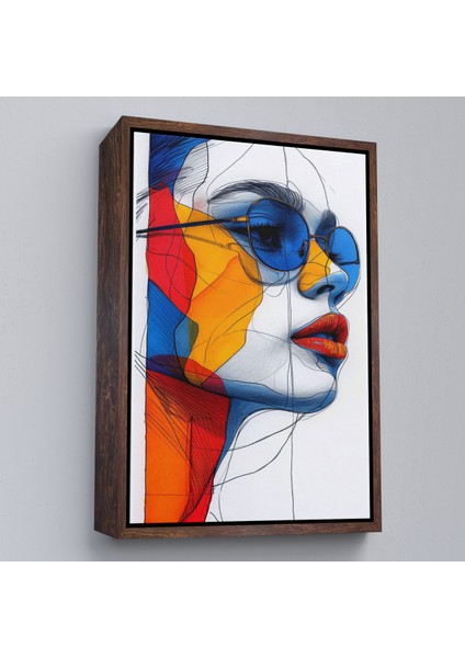 Çerçeveli Dekoratif Kanvas Tablo, Renkli Soyut Çizim Kadın TABLOSU-7806