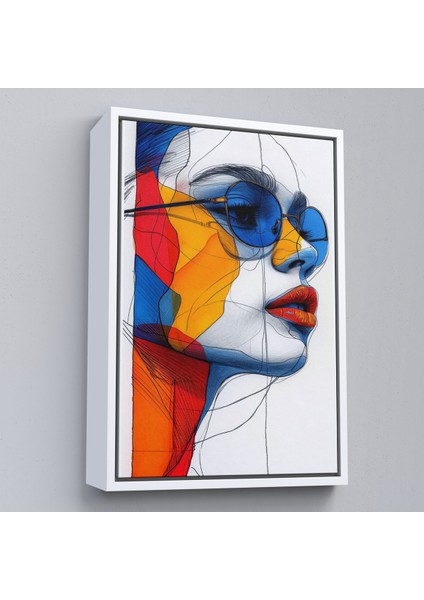 Çerçeveli Dekoratif Kanvas Tablo, Renkli Soyut Çizim Kadın TABLOSU-7806 fırsatları