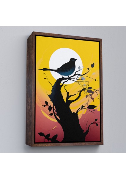 Çerçeveli Dekoratif Kanvas Tablo, Ağaç Üstündeki Soyut Kuş TABLOSU-7614 fiyatları