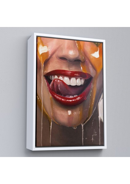 Çerçeveli Dekoratif Kanvas Tablo, Kırmızı Rujlu Kadın TABLOSU-7821 fırsatları