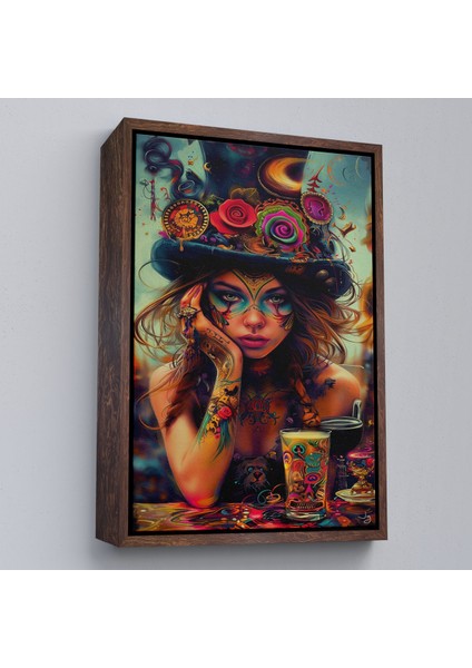 Çerçeveli Dekoratif Kanvas Tablo, Sürreal Dövmeli Hippi Kadın TABLO-7727 fiyatları