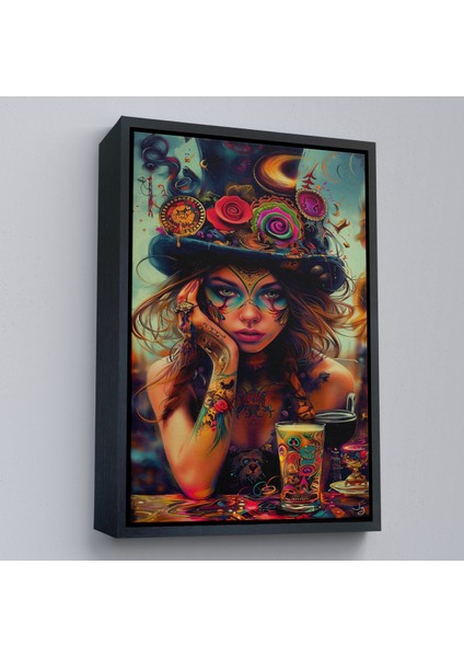 Çerçeveli Dekoratif Kanvas Tablo, Sürreal Dövmeli Hippi Kadın TABLO-7727 fırsatları