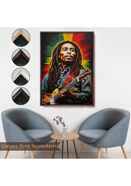 Çerçeveli Dekoratif Kanvas Tablo, Bob Marley TABLOSU-7863