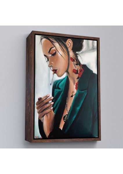 Çerçeveli Dekoratif Kanvas Tablo, Sgara Içen Güzel Kadın TABLOSU-7921 fiyatları